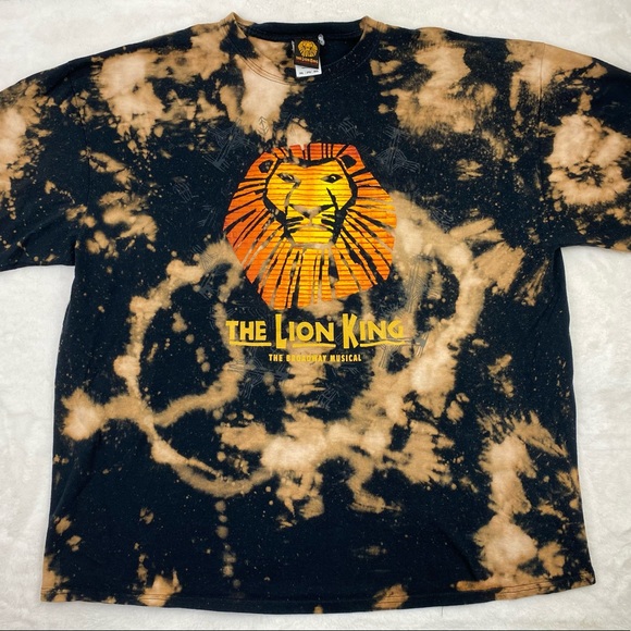 The Lion King Mens Tee Broadway Musical 2XL Black Bleach Tie Dye Custom Disney - Picture 4 of 6
